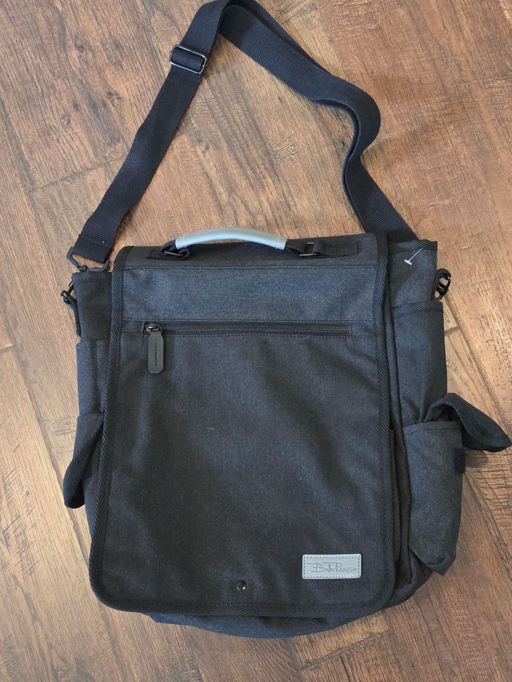 Bella Russo 14" Canvas Messenger Bag Pockets And Storage NWOT Dark Grey